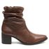 Bota Feminina Couro Cano Sanfonado Bico Fico Casual Marrom