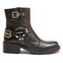 Bota Vintage Ankle Boot Couro Cano Médio Bico Redondo Preto