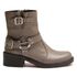 Bota Vintage Ankle Boot Couro Cano Médio Bico Redondo Taupe