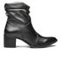 Bota Feminina Couro Cano Sanfonado Bico Fico Casual Preta