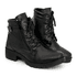 Coturno Feminino Preto Sintético com Zíper Lateral Cadarço Preto 