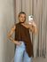 BLUSA ZOE GOLA ASSIMÉTRICA MARROM