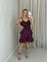 VESTIDO KAYLA ALÇA BABADOS VINHO