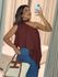 BLUSA ZOE GOLA ASSIMÉTRICA TELHA