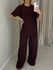 CONJUNTO IRENE BLUSA CALÇA MARROM