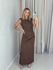 VESTIDO IVY DRAPEADO MARROM