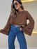 BLUSA JANAINA MANGA BABADO MARROM