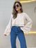 BLUSA JANAINA MANGA BABADO AREIA