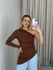 BLUSA ANNE NULA MANGA MARROM