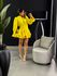 CONJUNTO SAIA LASTEX BABADO AMARELO