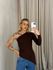 BLUSA MARIA ALICE NULA MANGA MARROM