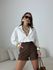SHORT REBECA ALFAIATARIA MARROM