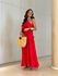 VESTIDO CELINE BABADO LONGO VERMELHO