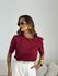 BLUSA MARIA LAURA MANGA CURTA VINHO