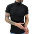 Camiseta Canelada Cacharrel Manga Curta Gola Alta Preta Slim