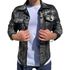 Jaqueta Jeans Preta Metalizada Marmorizada Masculina Premium Personalizada