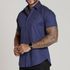 Camisa Social Manga Curta Codi Jeans Toque Acetinado - Azul