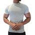 Camiseta Canelada Cacharrel Slim Masculina Gola Alta Cinza