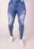 Calça Skinny Jeans Destroyed Masculina Zíper Canela Premium