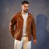 Jaqueta Sarja Caramelo Marrom Detalhes Destroyed Masculina