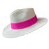 Chapéu Panamá Summer Aba Média Marfim Faixa Pink