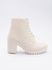 Bota Coturno Feminino Branco Confortável com Salto Logo do Serrado