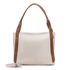 Maxi Bolsa Feminina em Couro Legítimo de Ombro e Transversal com 2 bolsos - Off white e Caramelo