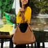 Bolsa Dupla em Couro Legítimo - Modelo Hobo - Caramelo