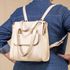Bolsa Transversal Mochila Feminina Couro Legítimo Off white