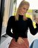 Blusa Cropped Em Tricô Com Detalhe Babado Preto