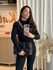 Blusa Lez a Lez Canelada De Mangas Longas Com Recorte Preto 1705