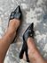 Sapatilha Slingback Laço Ilhós Couro Preto