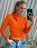 Blusa Lez a Lez Canelada De Mangas Longas Com Recorte Laranja 1605