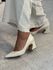 Scarpin Blanca Salto Bloco Wave Couro Off White 