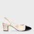 Scarpin Slingback Cap Toe Couro Off White 