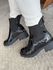 Bota Coturno Chelsea Tratorada Couro Preto Verniz 