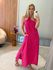 Vestido Midi Em Linho 100% Italiano Rosa Pink 2510 