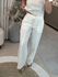 Calça Vanews De Viscolinho Com Bolsos Off White 