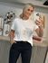 Blusa Morena Rosa Decote Redondo Manga Curta Com Colar Off White
