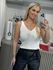 Regata em Tricô com Decote V Basic Off White 