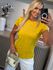 Blusa T-Shirt De Mangas Curtas Com Aplicações De Paetê Amarelo 