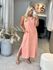 Vestido Midi Em Linho 100% Italiano Salmão