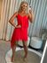 Vestido Morena Rosa Curto Decote V Com Babado Vermelho