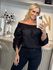 Blusa Morena Rosa Decote Reto Manga Bufante Com Lastex Preto