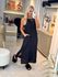 Vestido Midi Em Linho 100% Italiano Preto