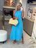Vestido Midi Em Linho 100% Italiano Azul