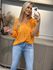 Blusa Bata Em Shantung Com Franzido Decote Laranja