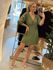 Vestido Curto Transpassado Com Mangas Bordadas E Amarração Verde 2409