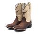 Bota Masculina Feminino UnissexTexana Country Bordada em Couro Legitimo Bege.
