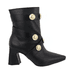 Bota Damers Feminina Salto Bloco Broche Dourado Preto